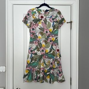 NWT Apt9 Women's Size M White Pastel Multicolor Floral Cap Sleeve Flounce Dress